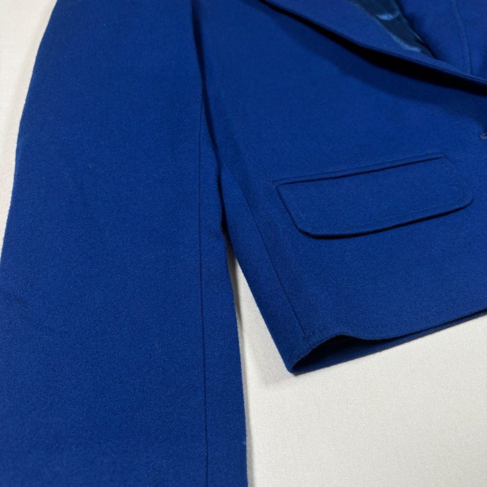 Vtg Miss Pendleton Wool Blazer Jacket Womens Royal Cobalt Blue Crop Small 4 6 - Picture 3 of 12